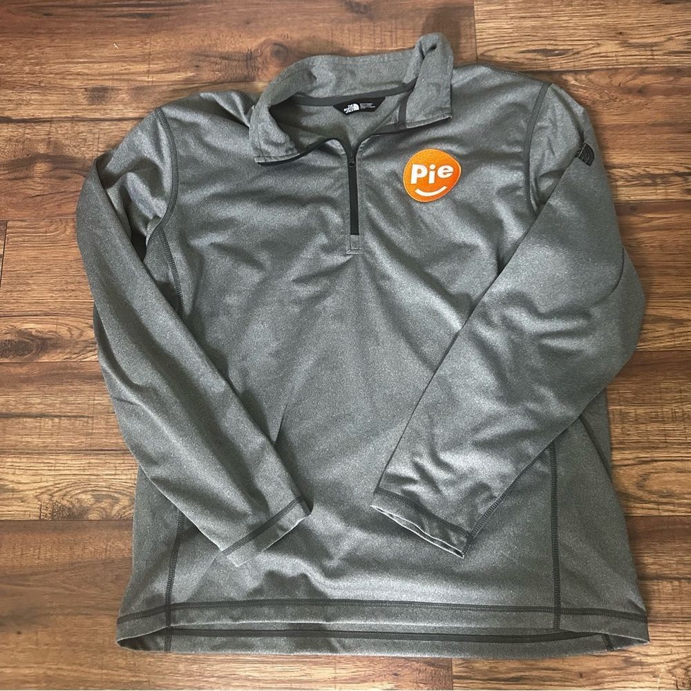 The North Face Gray Quarter-Zip Pullover MENS XL Orange PIE Logo outdoor hiking